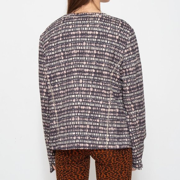 Gerry Weber Zip Crew Neck Plaid Square Pattern Full Zip Casual Dress Jacket - Picture 2 of 12